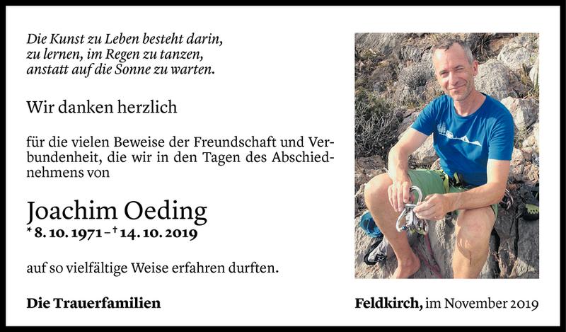  Todesanzeige für Joachim Oeding vom 07.11.2019 aus Vorarlberger Nachrichten