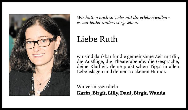  Todesanzeige für Ruth Vogel vom 26.11.2019 aus Vorarlberger Nachrichten