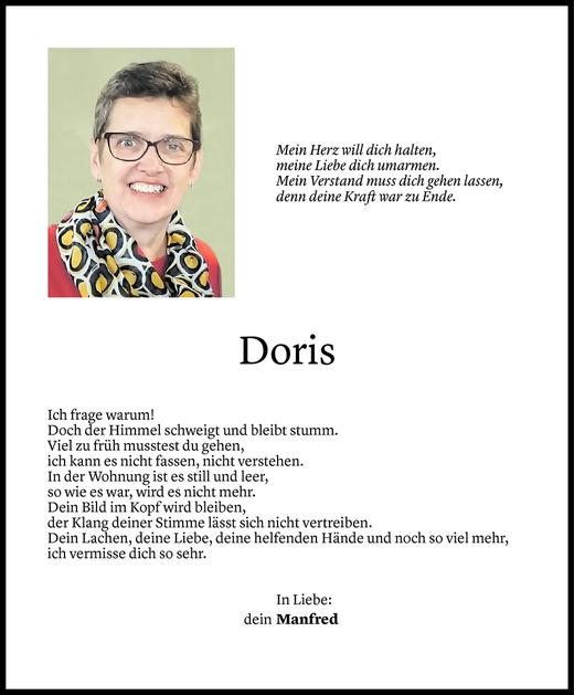 Todesanzeige von Doris Halbeisen von Vorarlberger Nachrichten