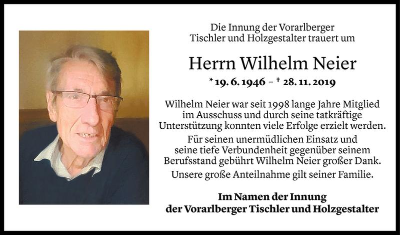  Todesanzeige für Willi Neier vom 07.12.2019 aus Vorarlberger Nachrichten