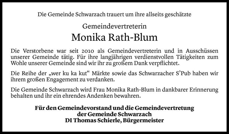  Todesanzeige für Monika Rath-Blum vom 11.12.2019 aus Vorarlberger Nachrichten