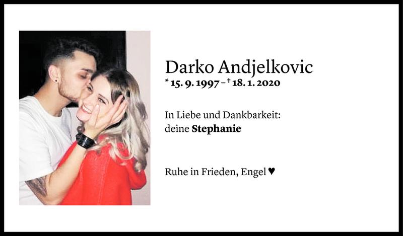  Todesanzeige für Darko Andjelkovic vom 20.01.2020 aus Vorarlberger Nachrichten