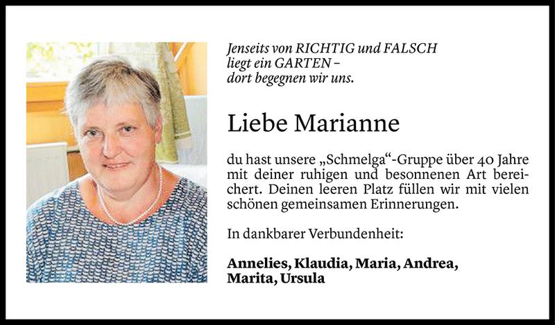  Todesanzeige für Marianne Flatz vom 26.01.2020 aus Vorarlberger Nachrichten