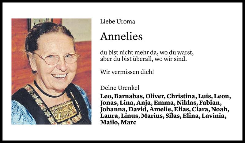  Todesanzeige für Annelies Meusburger vom 02.02.2020 aus Vorarlberger Nachrichten