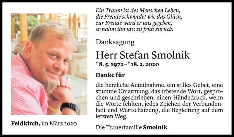  Todesanzeige für Stefan Smolnik vom 12.03.2020 aus Vorarlberger Nachrichten