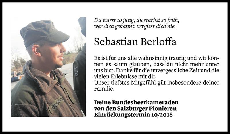  Todesanzeige für Sebastian Berloffa vom 28.03.2020 aus Vorarlberger Nachrichten