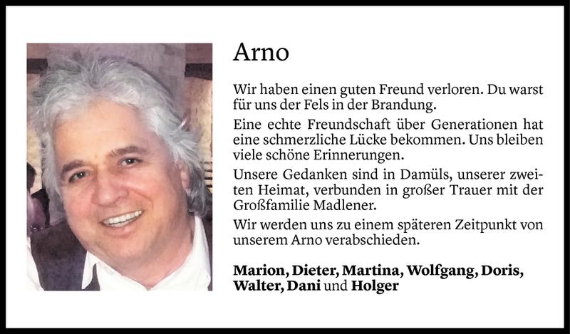  Todesanzeige für Arno Madlener vom 06.04.2020 aus Vorarlberger Nachrichten