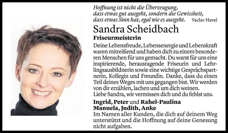  Todesanzeige für Sandra Scheidbach vom 09.04.2020 aus Vorarlberger Nachrichten