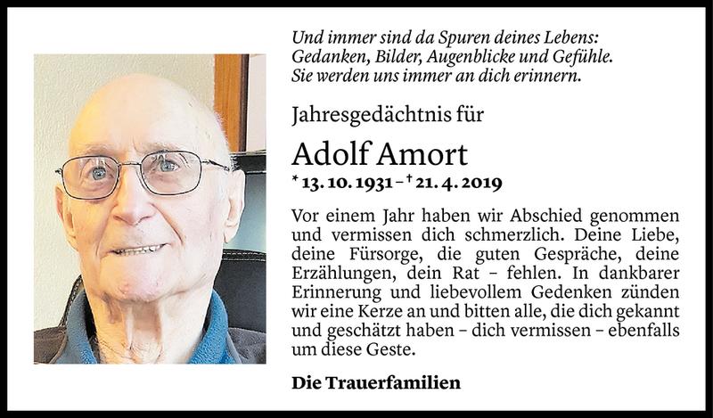  Todesanzeige für Adolf Amort vom 21.04.2020 aus Vorarlberger Nachrichten