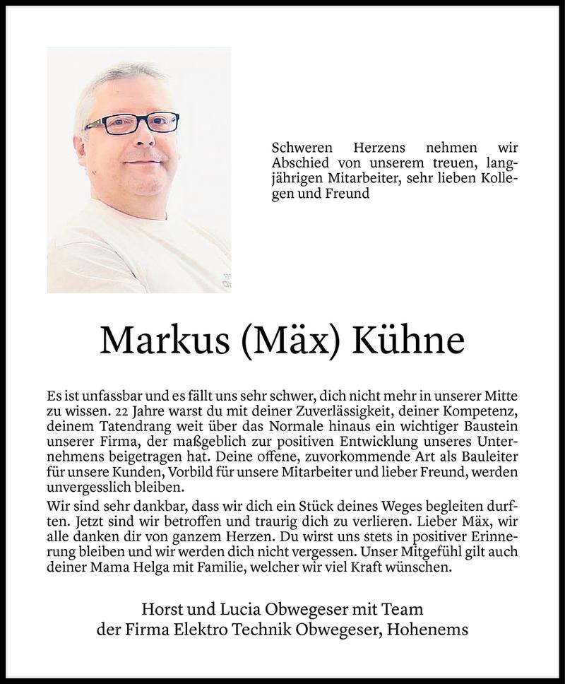  Todesanzeige für Markus Kühne vom 22.04.2020 aus Vorarlberger Nachrichten