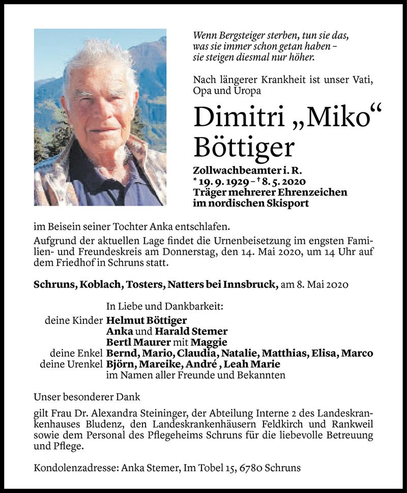  Todesanzeige für Dimitri Böttiger vom 12.05.2020 aus Vorarlberger Nachrichten