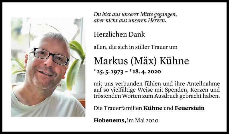  Todesanzeige für Markus Kühne vom 27.05.2020 aus Vorarlberger Nachrichten
