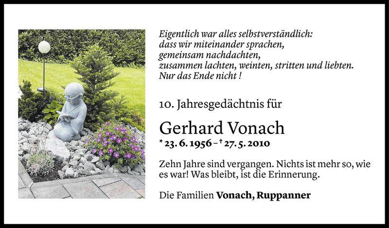  Todesanzeige für Gerhard Vonach vom 26.05.2020 aus Vorarlberger Nachrichten