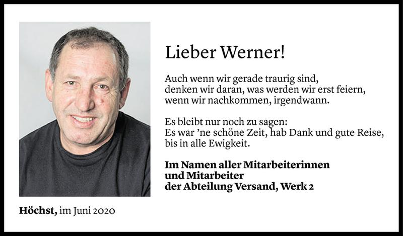  Todesanzeige für Werner Dabernig vom 10.06.2020 aus Vorarlberger Nachrichten