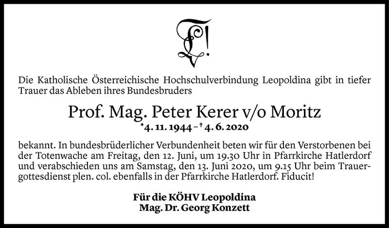  Todesanzeige für Peter Kerer vom 11.06.2020 aus Vorarlberger Nachrichten