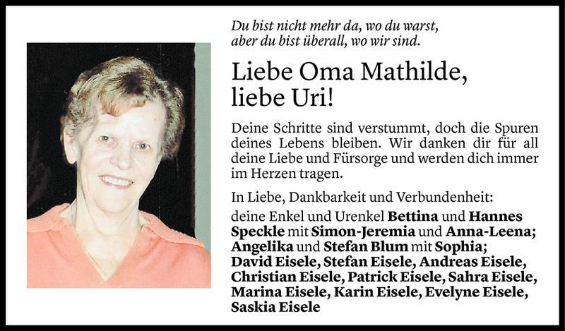  Todesanzeige für Mathilde Eisele vom 15.06.2020 aus Vorarlberger Nachrichten