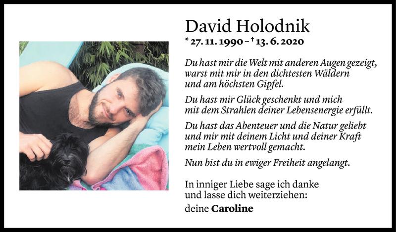  Todesanzeige für David Holodnik vom 22.06.2020 aus Vorarlberger Nachrichten