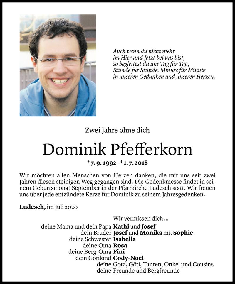  Todesanzeige für Dominik Pfefferkorn vom 01.07.2020 aus Vorarlberger Nachrichten