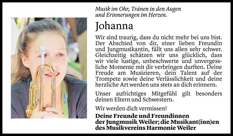  Todesanzeige für Johanna Sonja Vorhauer vom 07.07.2020 aus Vorarlberger Nachrichten