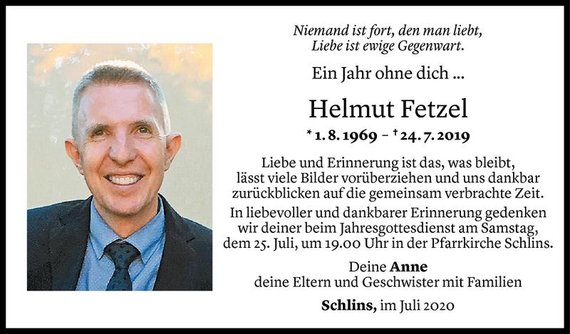  Todesanzeige für Helmut Fetzel vom 23.07.2020 aus Vorarlberger Nachrichten