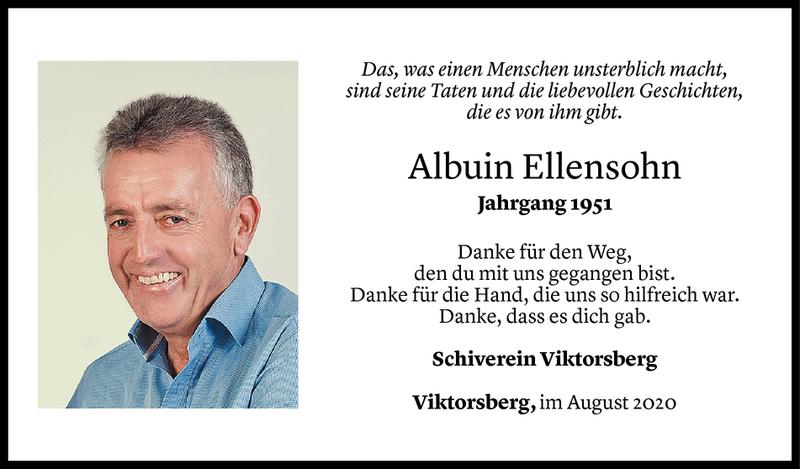  Todesanzeige für Albuin Ellensohn vom 05.08.2020 aus Vorarlberger Nachrichten