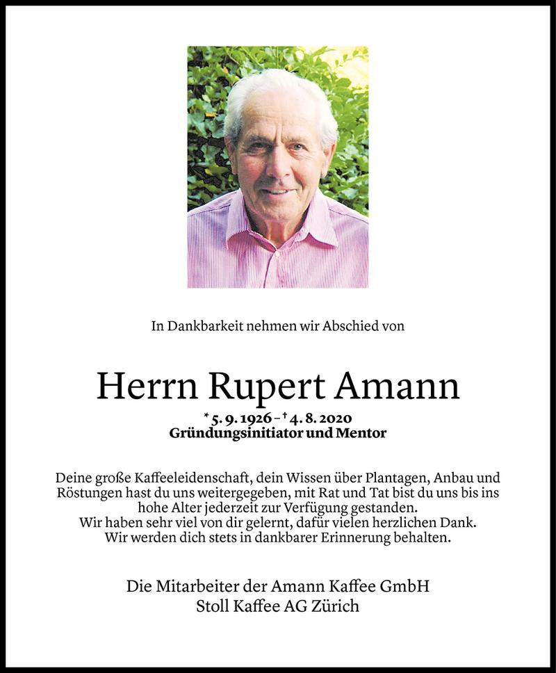  Todesanzeige für Rupert Amann vom 07.08.2020 aus Vorarlberger Nachrichten