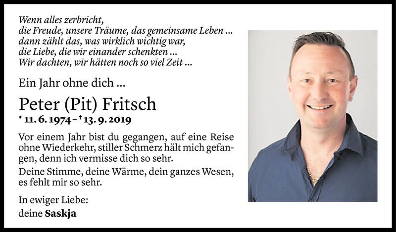  Todesanzeige für Peter Fritsch vom 11.09.2020 aus Vorarlberger Nachrichten