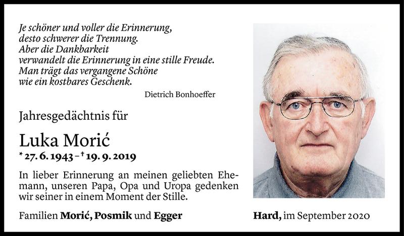  Todesanzeige für Luka Moric vom 18.09.2020 aus Vorarlberger Nachrichten