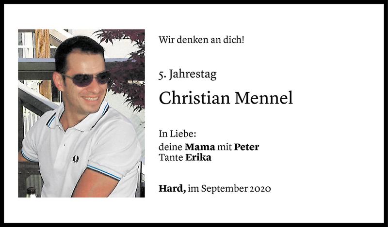  Todesanzeige für Christian Mennel­ vom 17.09.2020 aus Vorarlberger Nachrichten