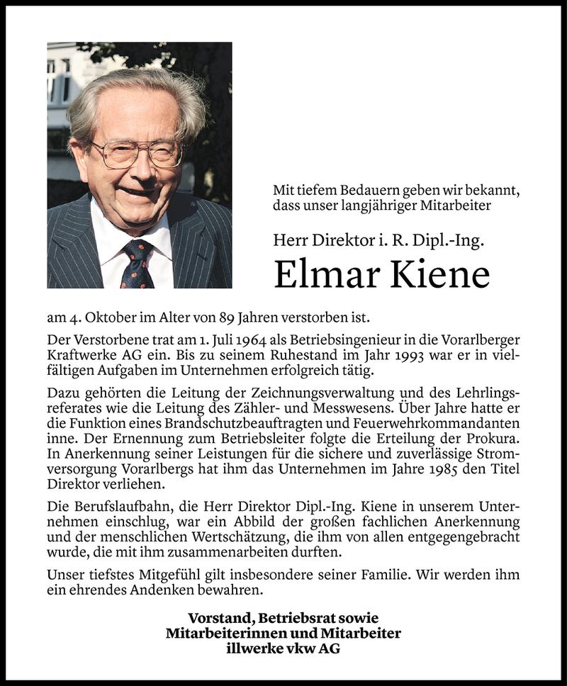  Todesanzeige für Elmar Kiene vom 06.10.2020 aus Vorarlberger Nachrichten