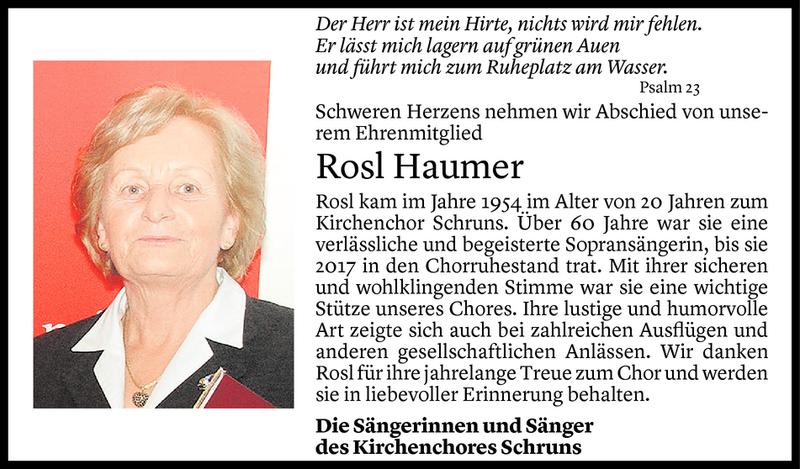  Todesanzeige für Rosl Haumer vom 12.10.2020 aus Vorarlberger Nachrichten