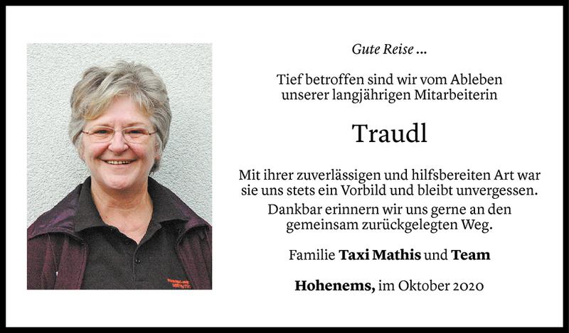  Todesanzeige für Traudl Mairitsch vom 22.10.2020 aus Vorarlberger Nachrichten