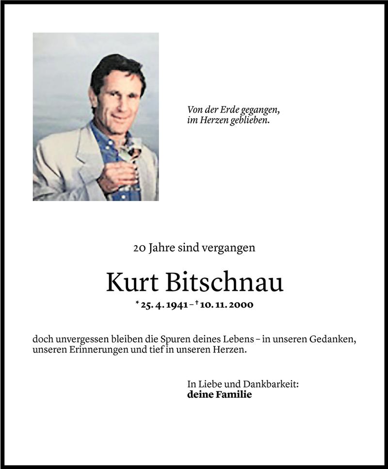  Todesanzeige für Kurt Bitschnau vom 10.11.2020 aus Vorarlberger Nachrichten