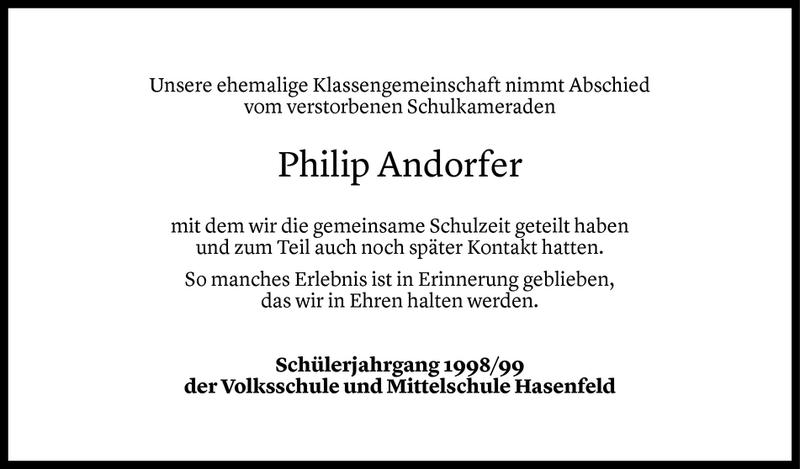  Todesanzeige für Philip Andorfer vom 11.11.2020 aus Vorarlberger Nachrichten