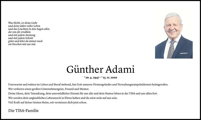  Todesanzeige für Günther Adami vom 14.11.2020 aus Vorarlberger Nachrichten