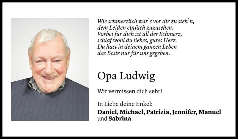  Todesanzeige für Ludwig Wörz vom 16.11.2020 aus Vorarlberger Nachrichten