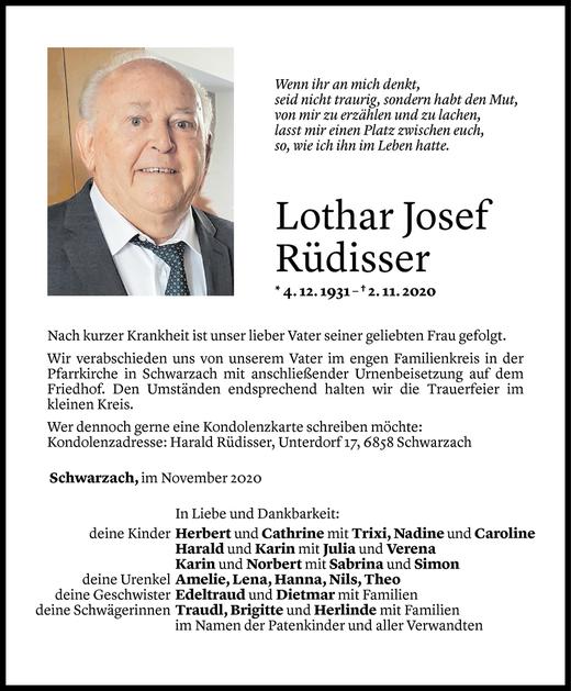 Todesanzeigen Von Lothar Josef Rüdisser | Todesanzeigen Vorarlberger ...