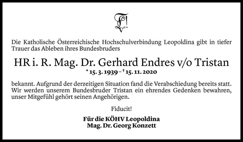  Todesanzeige für Gerhard Endres vom 25.11.2020 aus Vorarlberger Nachrichten