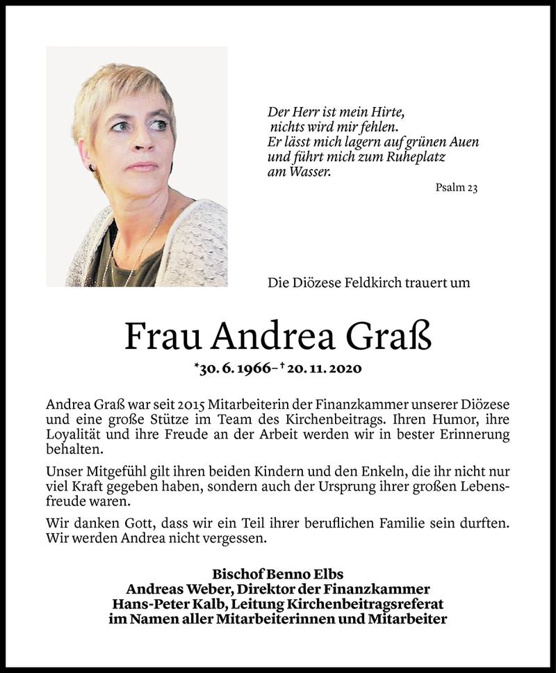  Todesanzeige für Andrea Graß vom 28.11.2020 aus Vorarlberger Nachrichten