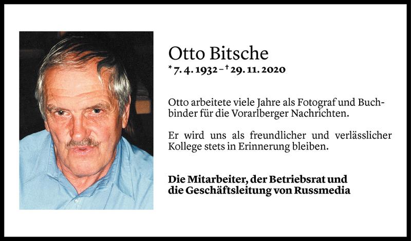  Todesanzeige für Otto Bitsche vom 03.12.2020 aus Vorarlberger Nachrichten