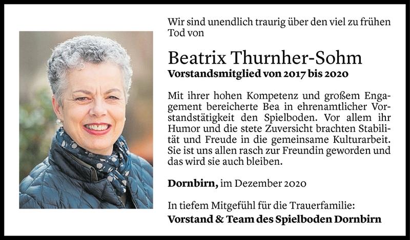  Todesanzeige für Beatrix Thurnher-Sohm vom 03.12.2020 aus Vorarlberger Nachrichten