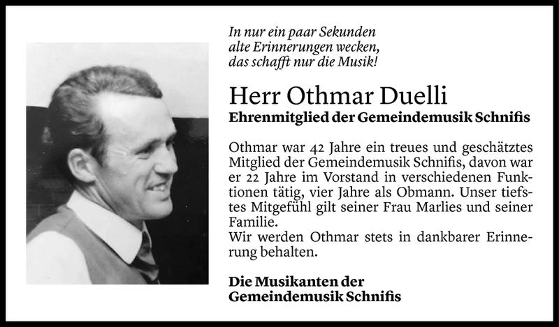  Todesanzeige für Othmar Duelli vom 09.12.2020 aus Vorarlberger Nachrichten
