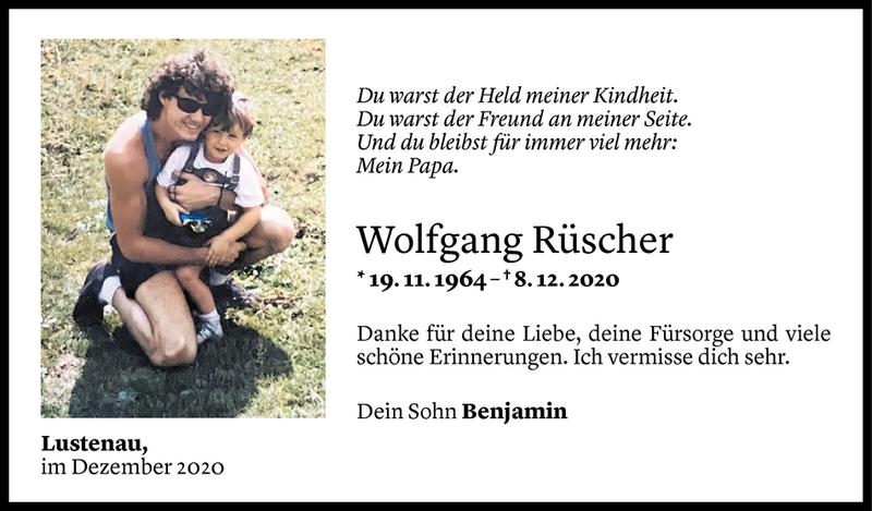  Todesanzeige für Wolfgang Rüscher vom 13.12.2020 aus Vorarlberger Nachrichten