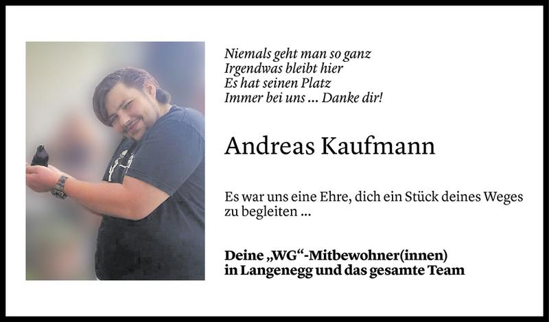  Todesanzeige für Andreas Kaufmann vom 17.12.2020 aus Vorarlberger Nachrichten