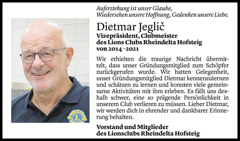  Todesanzeige für Dietmar Jeglic vom 25.01.2021 aus Vorarlberger Nachrichten