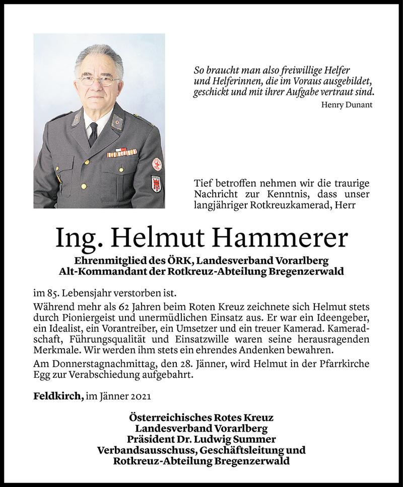  Todesanzeige für Helmut Hammerer vom 25.01.2021 aus Vorarlberger Nachrichten