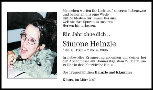 Todesanzeigen Von Simone Heinzle Todesanzeigen Vorarlberger Nachrichten