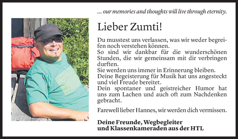  Todesanzeige für Hannes Zumtobel vom 03.10.2021 aus Vorarlberger Nachrichten
