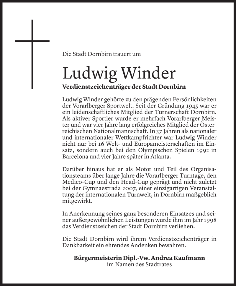  Todesanzeige für Ludwig Winder vom 18.10.2021 aus Vorarlberger Nachrichten