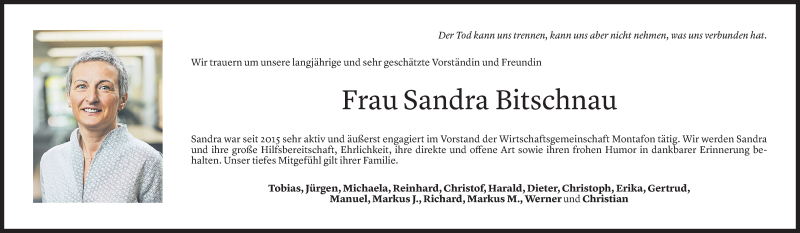  Todesanzeige für Sandra Bitschnau vom 01.10.2021 aus Vorarlberger Nachrichten